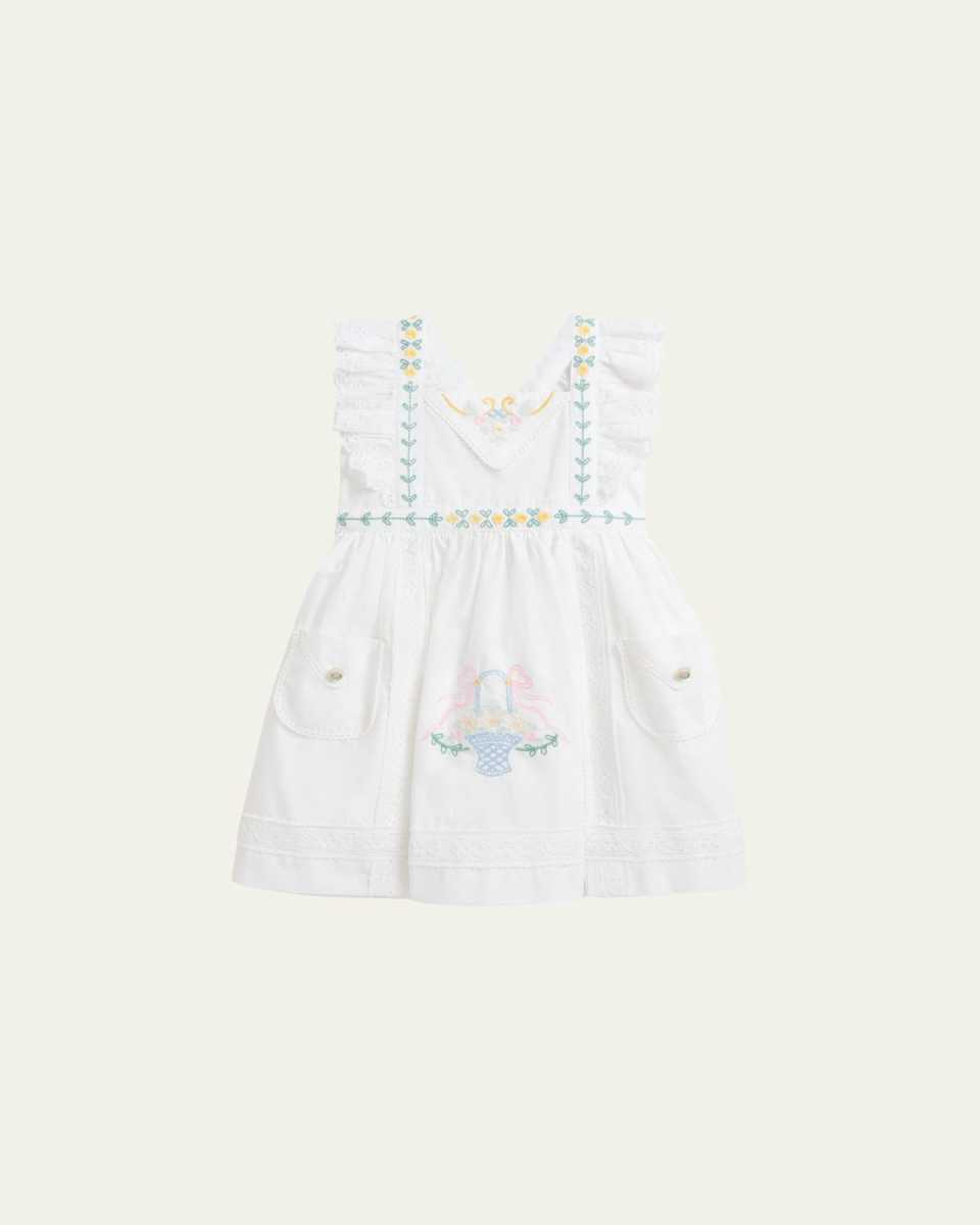 Girl's Eyelet Embroidered Floral Dress, Size 9M-